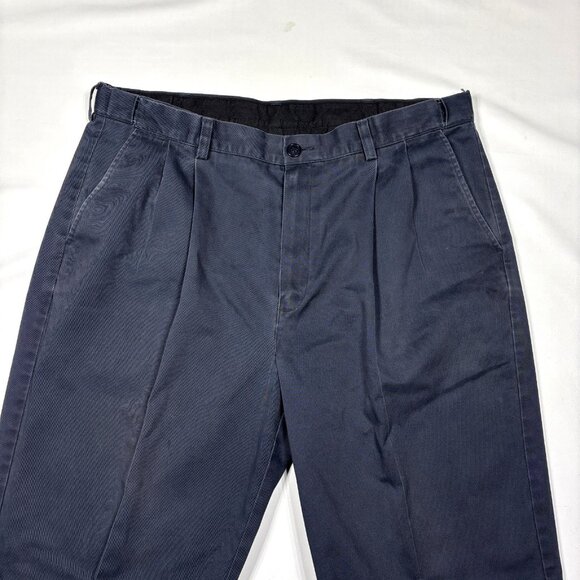 Lot of 2 LL Bean Comfort Waist Chino Pleated Pants Slacks Blue / Gray Mens 38x30 - Picture 9 of 16